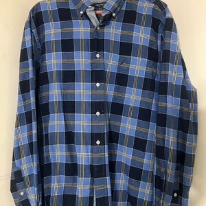 Nautica Men's Navy and Light Blue Plaid Shirt size XL